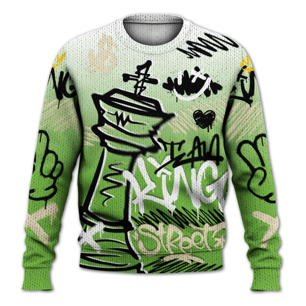 Knitted Sweater To Match Air Max Waffle SP Action Green - Street King Chess Streetwear