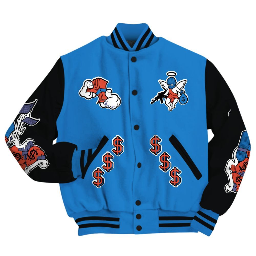 Varsity Jacket To Match Hi-Res Blue 700s - Ones Move In Silence Graphic All Over Print