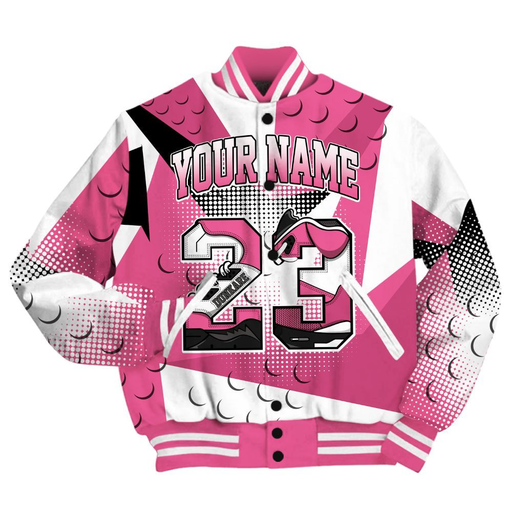 Varsity Jacket To Match Air Max SNDR Hyper Pink Shirt, Poly Custom Name Number 23 5s All Over Print