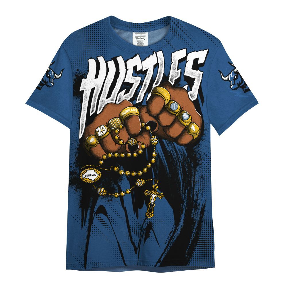 Shirt To Match High OG Midnight Navy 1s - Hustle Make Money All Over Print