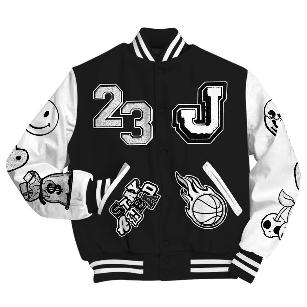 Varsity Jacket To Match Black Cat 3s Shirt - Hustles Money Number 23 All Over Print