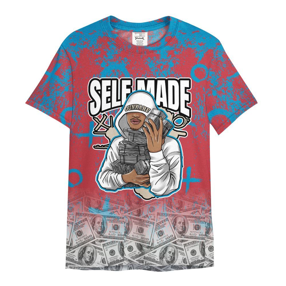 Shirt To Match High OG University Red Dark Powder Blue 1s - Selfmade Unique Grunge All Over Print