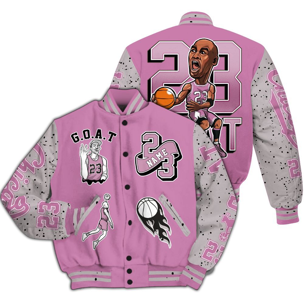 Varsity Jacket To Match Neutral Grey Black White Orchid 4s - Legend GOAT Basketball Varsity Jacket Graphic Custom Name All Over Print