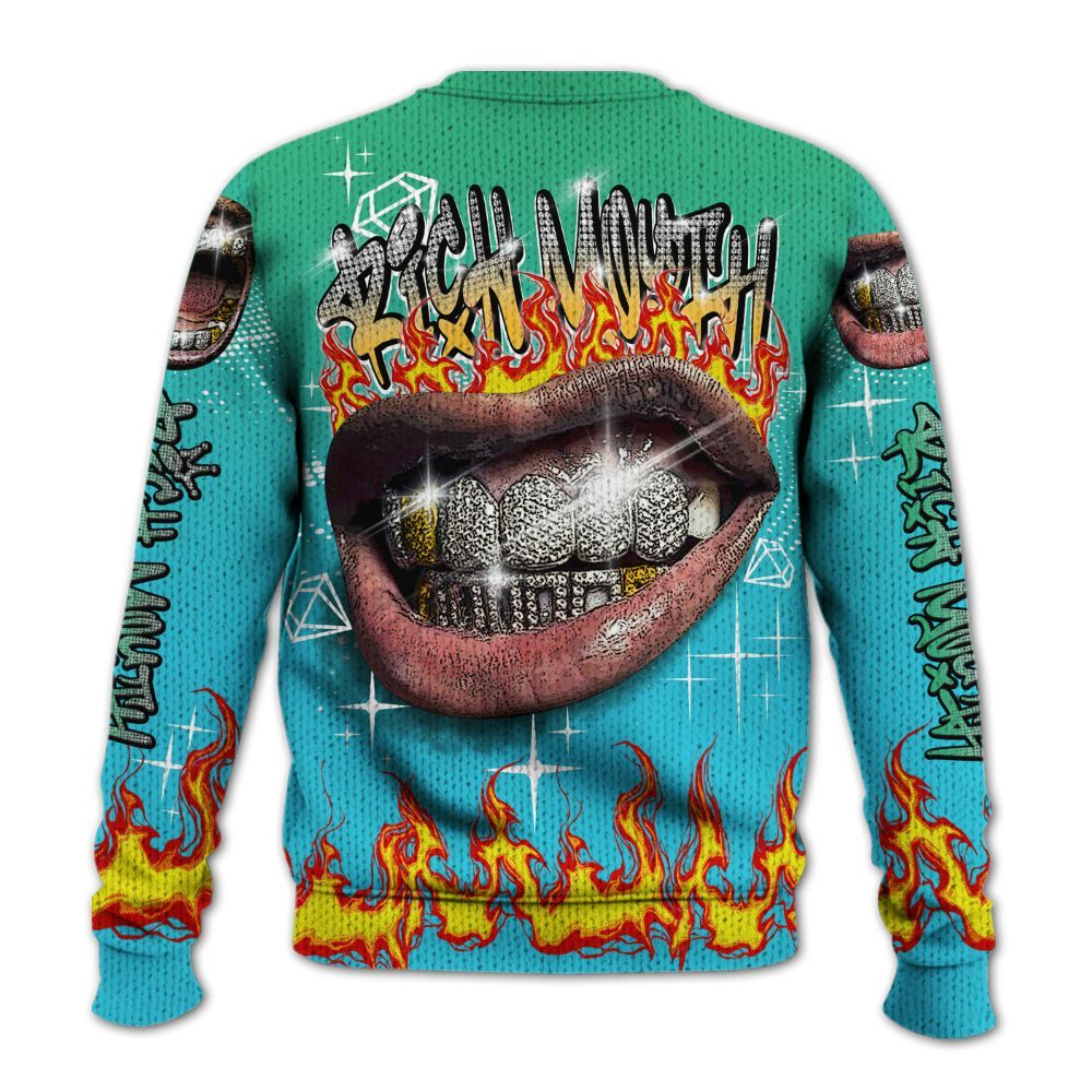Knitted Sweater To Match Dunk Chunky Dunky - Rich Mouth Fire Rap Retro 90s