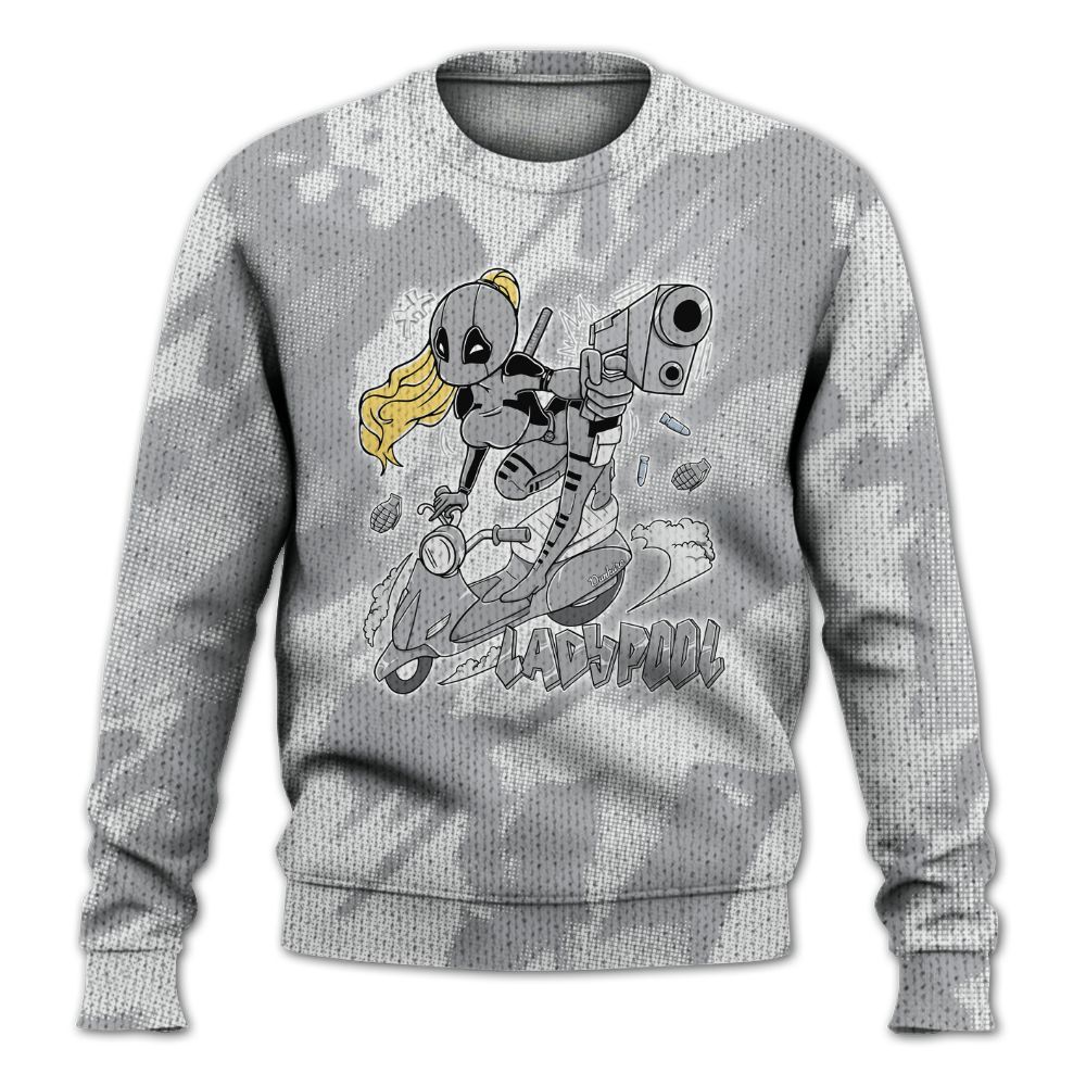 Knitted Sweater To Match Low OG Wolf Grey 1s - Lady Pool Cartoon Abstract Halftone