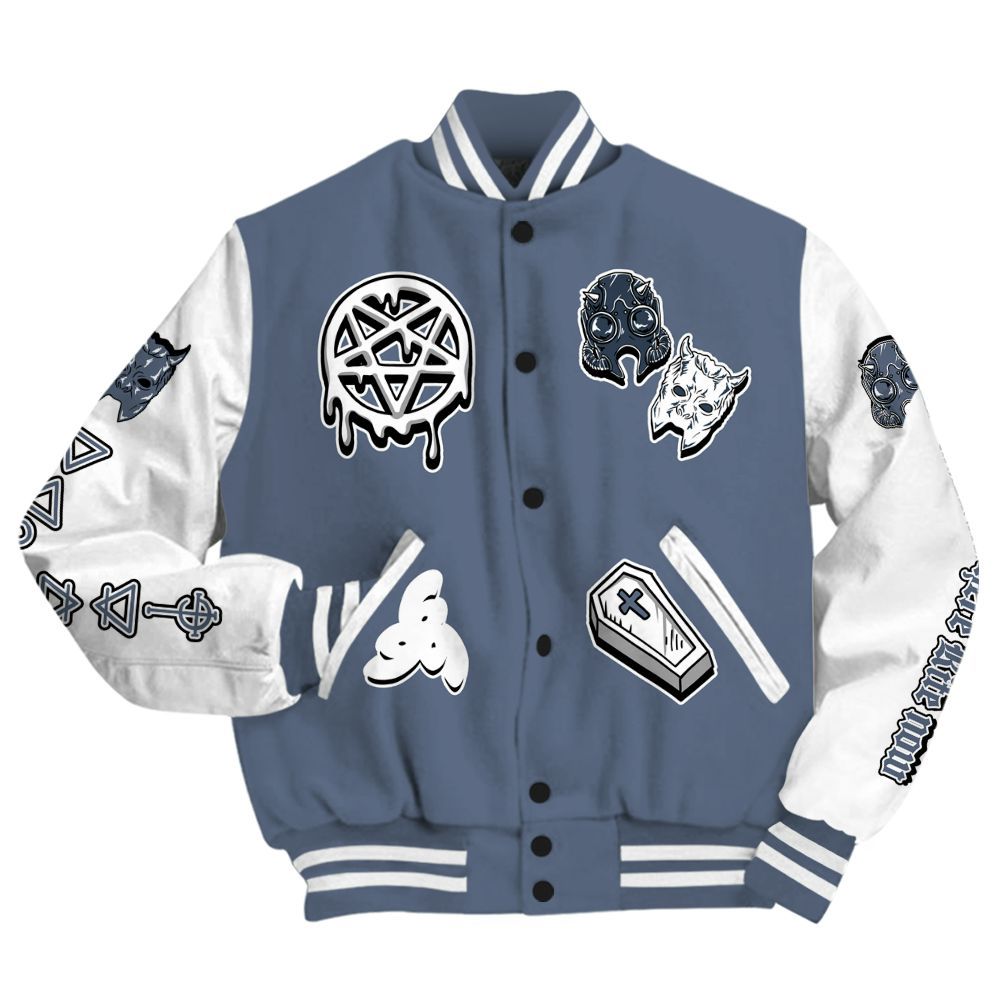 Varsity Jacket To Match Low Diffused Blue 11s - Apocalypse Skeleton All Over Print