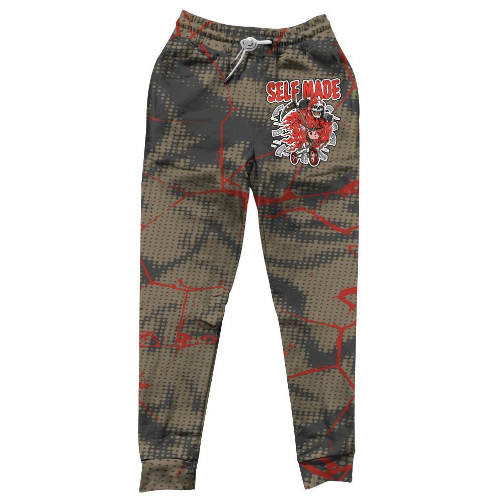 Sweatpant To Match Olive 9s - Self Made Skeleton Crack All Over Print