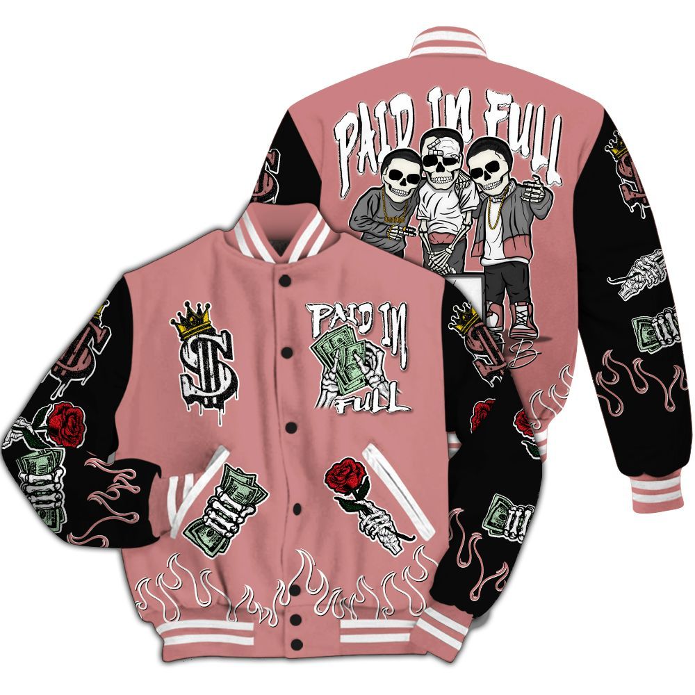 Varsity Jacket To Match Low OG Rust Pink 1s - Fire Everybody Paid In All Over Print