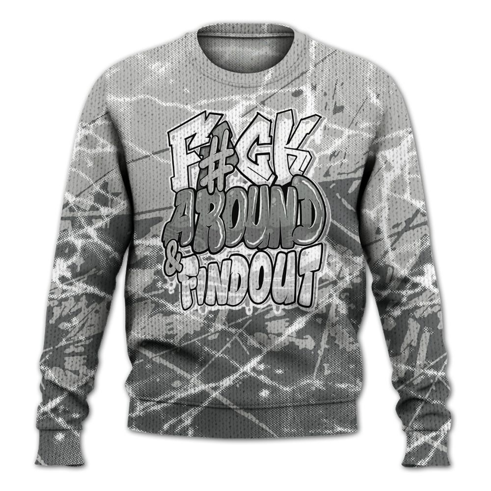 Knitted Sweater To Match Retro Wet Cement 4s - F Around Find Out Graphic Profound