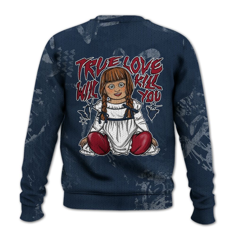 Knitted Sweater To Match White Midnight Navy 6s - Genuine Loves Bear Heart Grunge