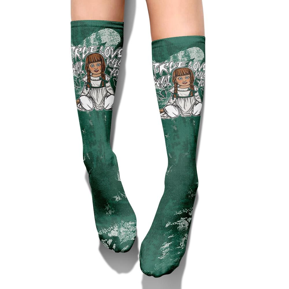 Sock To Match Oxidized Green 4s - Genuine Loves Bear Halloween Heart Grunge