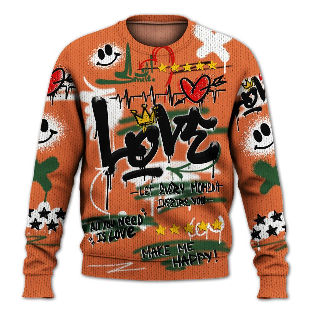 Knitted Sweater To Match Low Miami 5s - Happy Love Beats Graffiti Streetwear