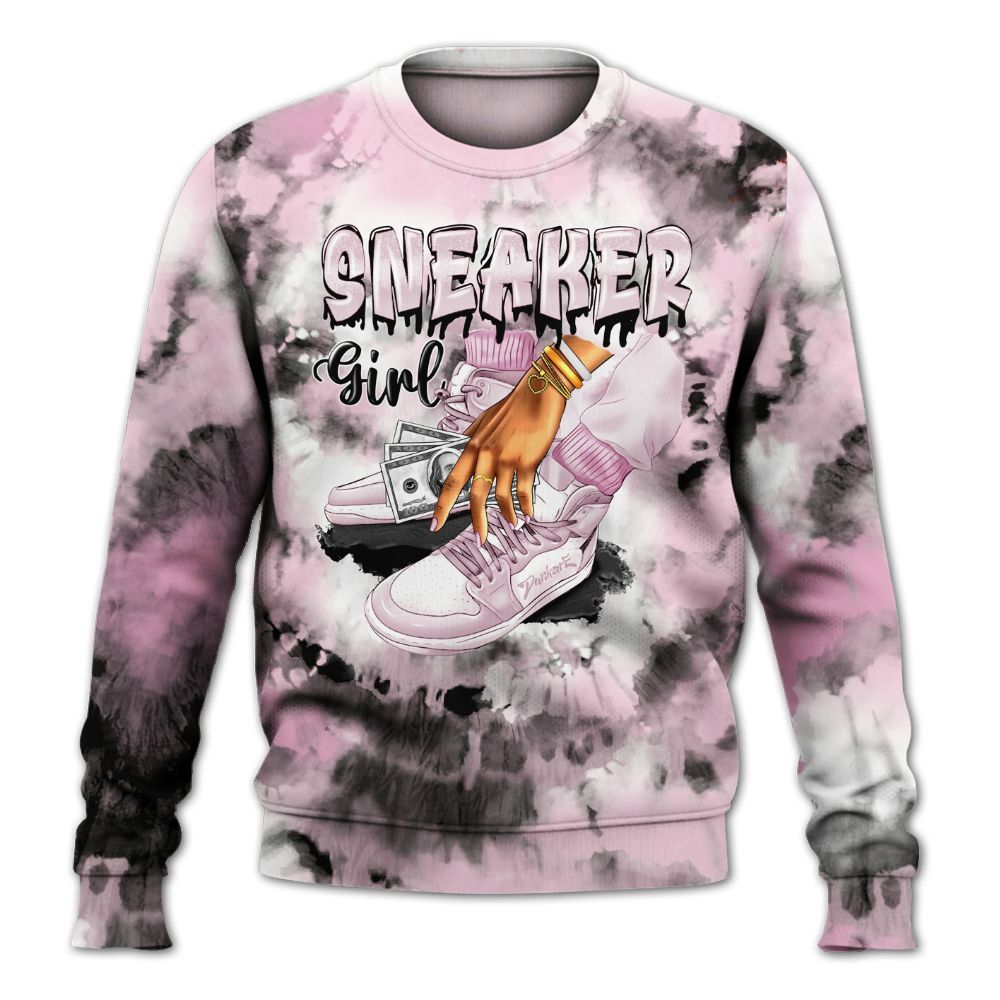 Sweatshirt To Match Orchid 4s - SNEAKER Girl Money Drip Tie Dye All Over Print