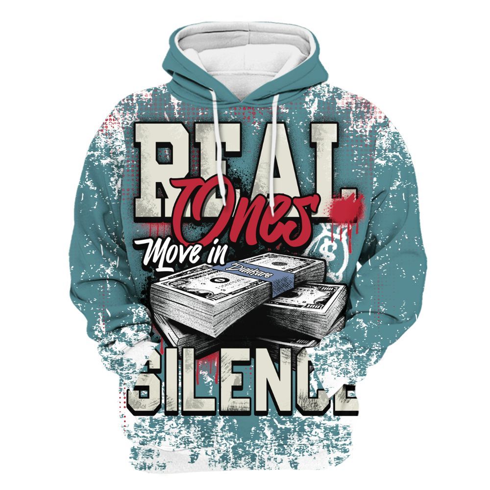 Hoodie To Match Dunk Low Denim Turquoise Royal - Move In Silence Money Street Retro All Over Print