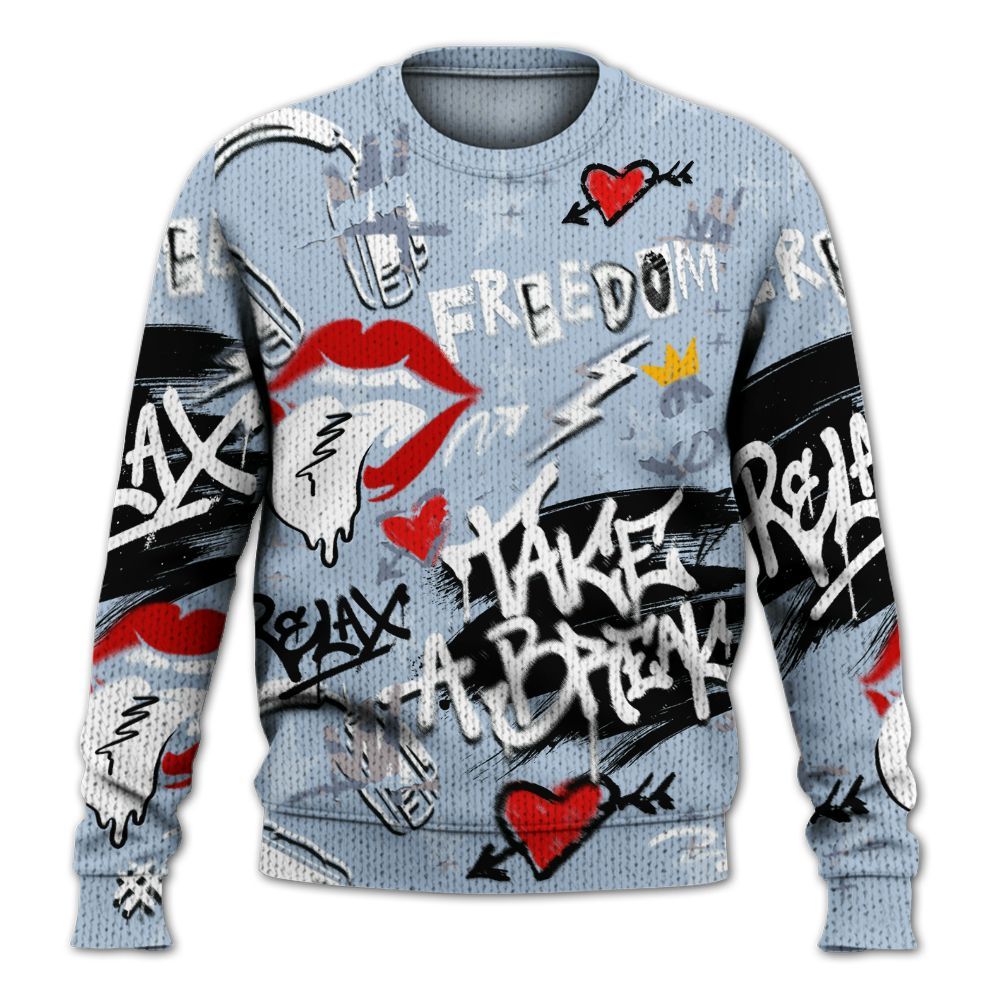Knitted Sweater To Match Ja 2 Induction - Take Break Freedom Graffiti Streetwear