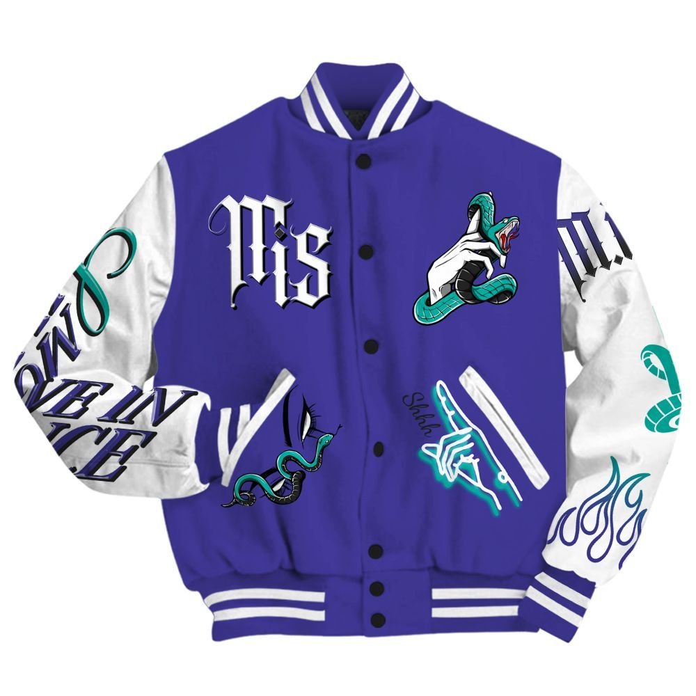 Varsity Jacket To Match Retro Grape 5s - Girl Move In Silence All Over Print