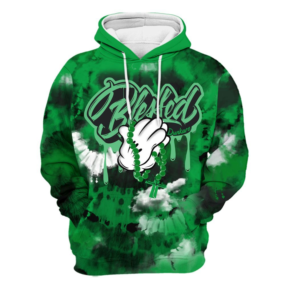 Hoodie To Match Low Lucky Green 1s - God Blessed Tie Dye All Over Print