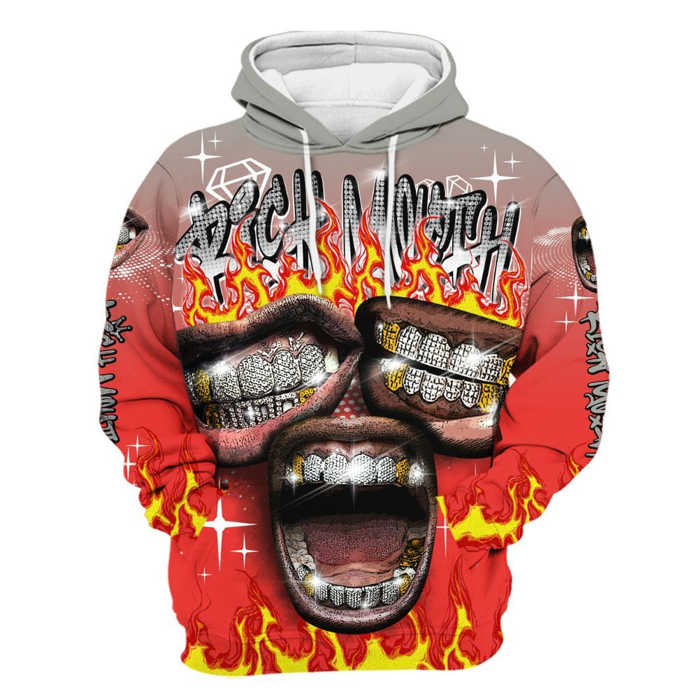 Hoodie To Match Vomero 5 Bright Crimson - Rich Mouth Fire Rap Retro 90s All Over Print