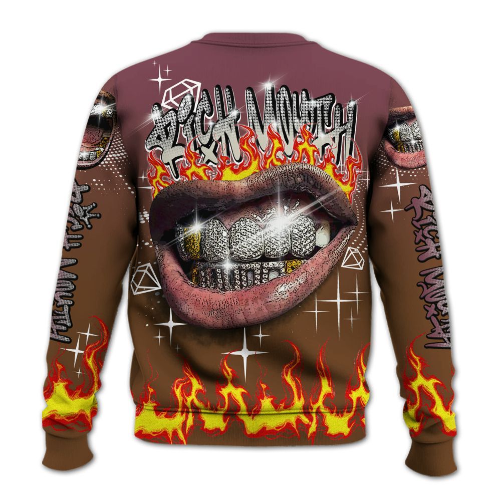 Sweatshirt To Match Archaeo Brown 3s - Rich Mouth Fire Rap Retro 90s All Over Print
