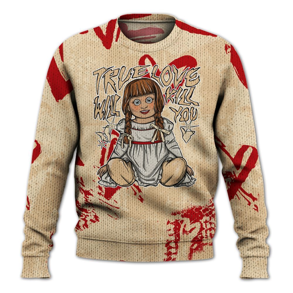 Knitted Sweater To Match Dunk Low Strawberry Waffle - Genuine Loves Bear Heart Grunge