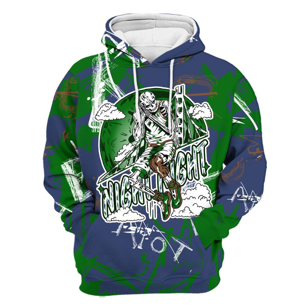 Hoodie To Match Midnight Navy 13s - Seeya Skeleton Messyz All Over Print
