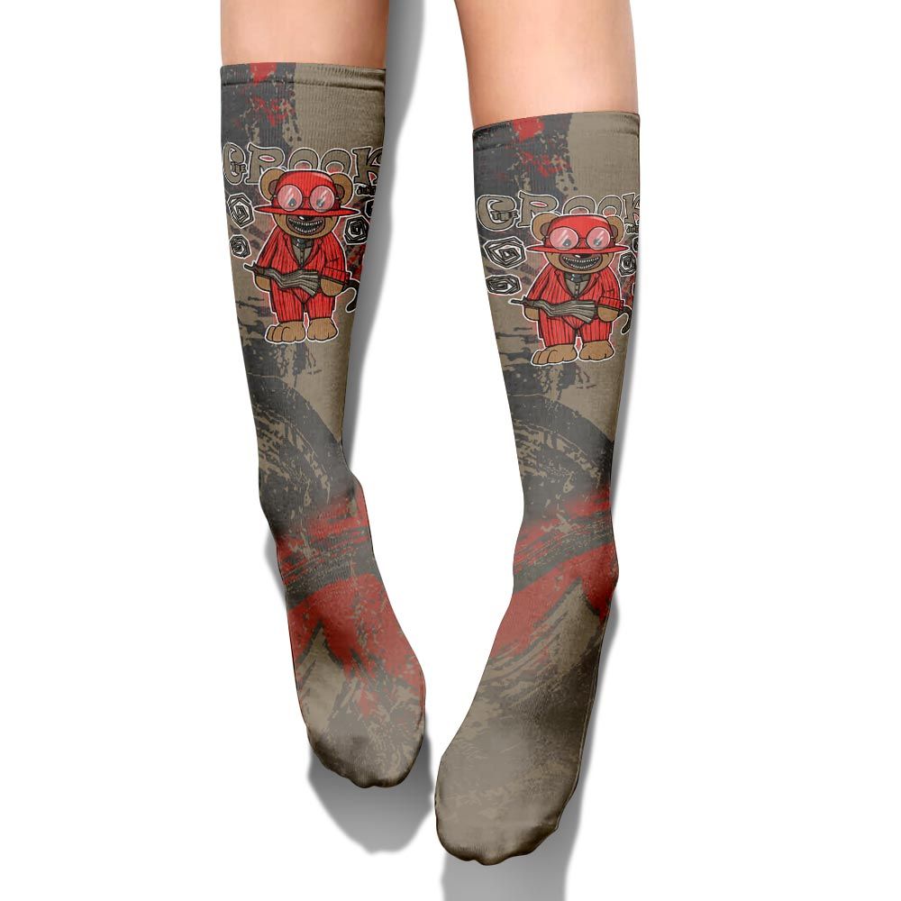 Sock To Match Olive 9s - Swindler Bear Circle Slpash