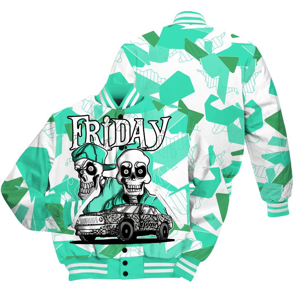 Varsity Jacket To Match Black Green Glow 3s - Friday Funny Retro Green Glow 3s Outfit All Over Print