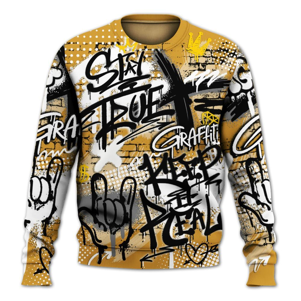 Sweatshirt To Match Dunk Low Wheat Pale Ivory - True It Real Graffiti Streetwear All Over Print