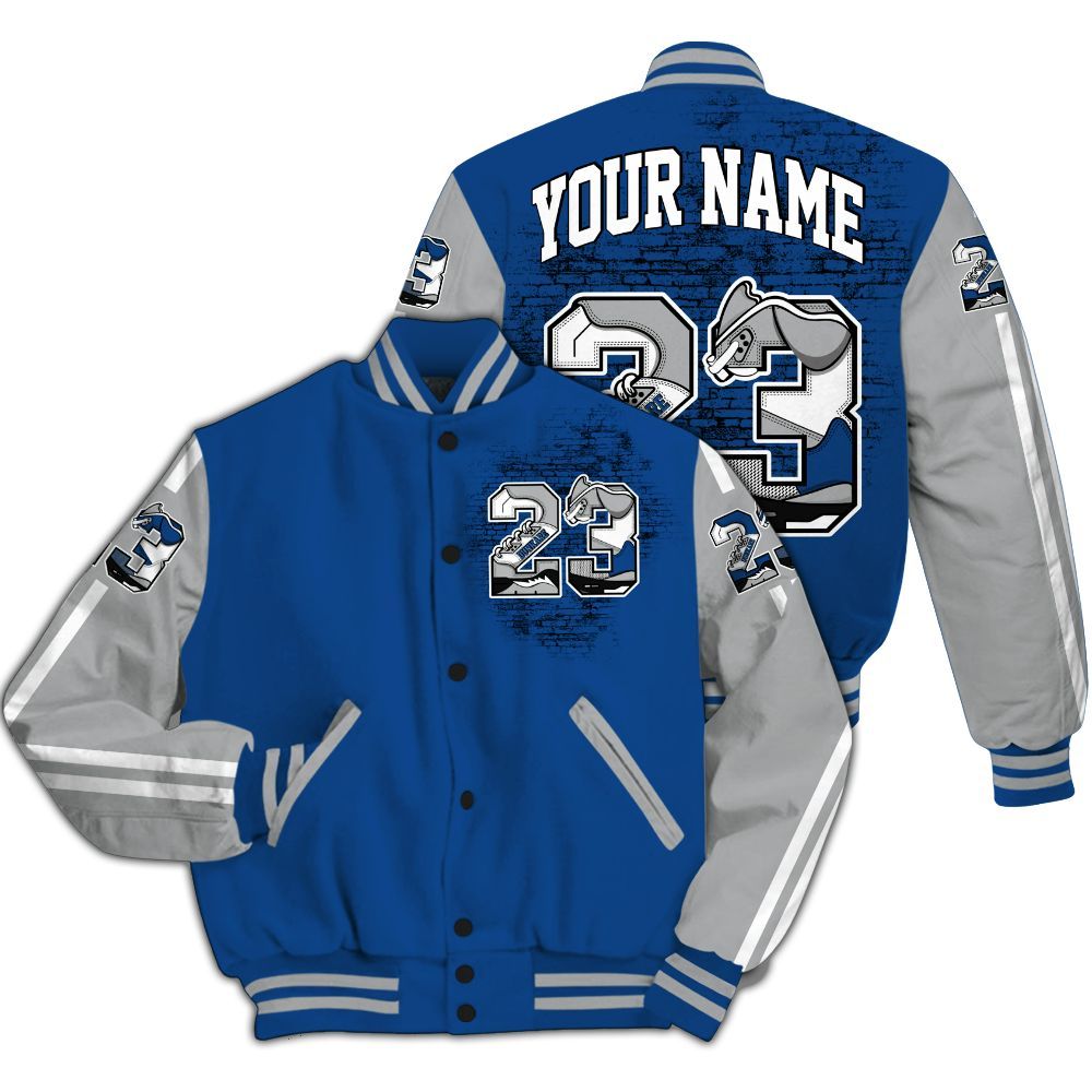 Varsity Jacket To Match Air Ship Royal Blue - Custom Name Number 23 5s All Over Print