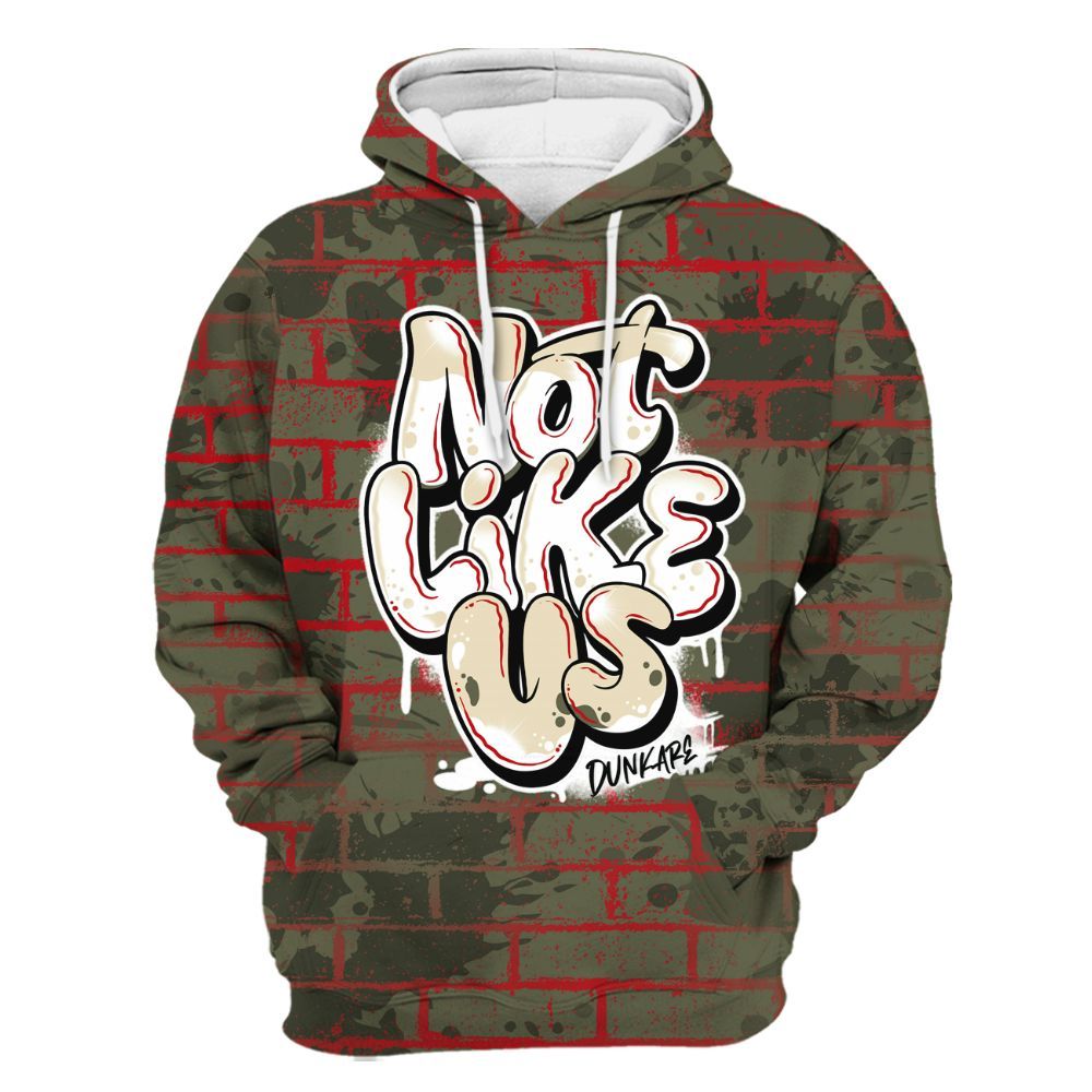Hoodie To Match Travis Scott Low OG Medium Olive 1s - None Like Us Graphic Brick Art All Over Print
