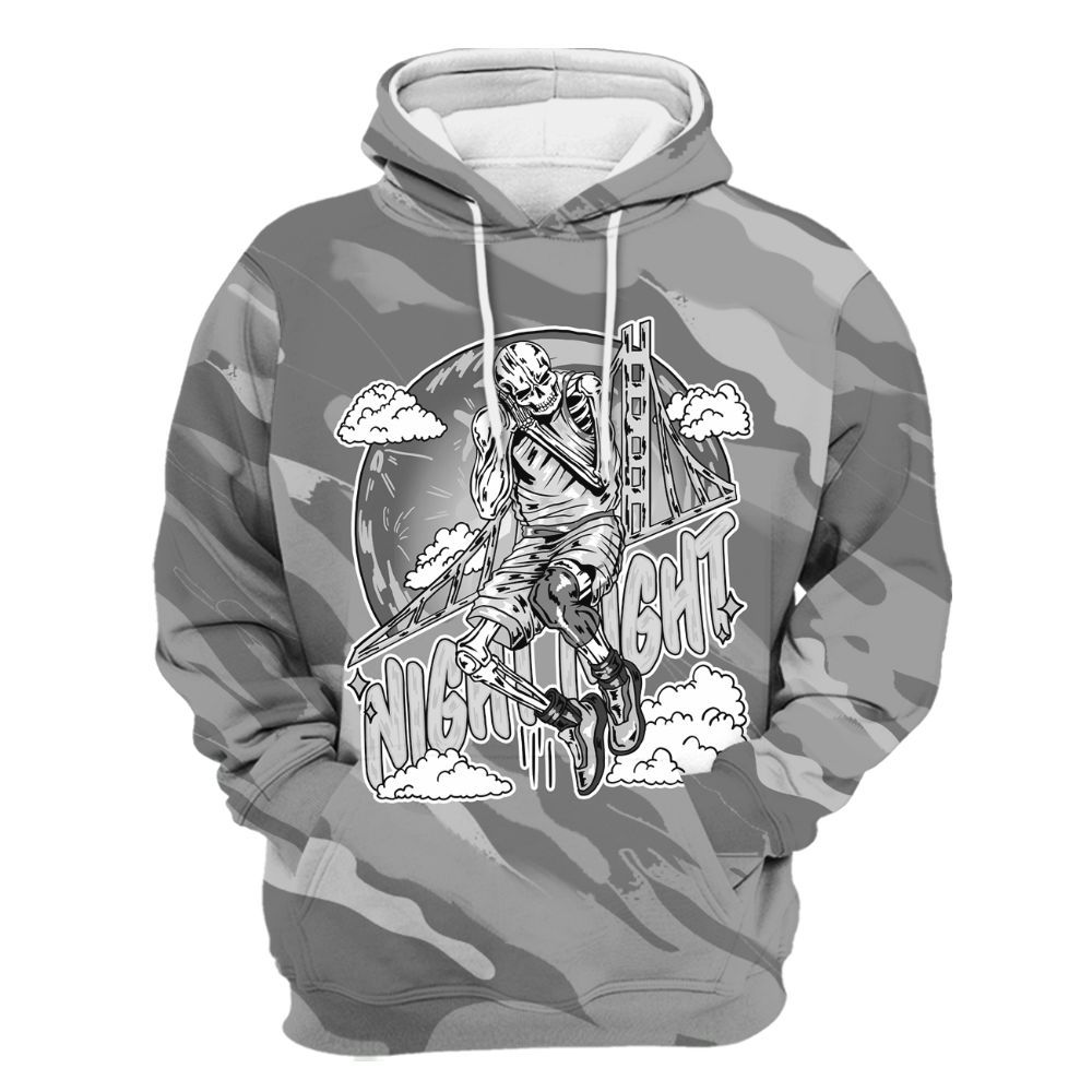 Hoodie To Match Black Wolf Grey 12s - Seeya Skeleton Colored All Over Print