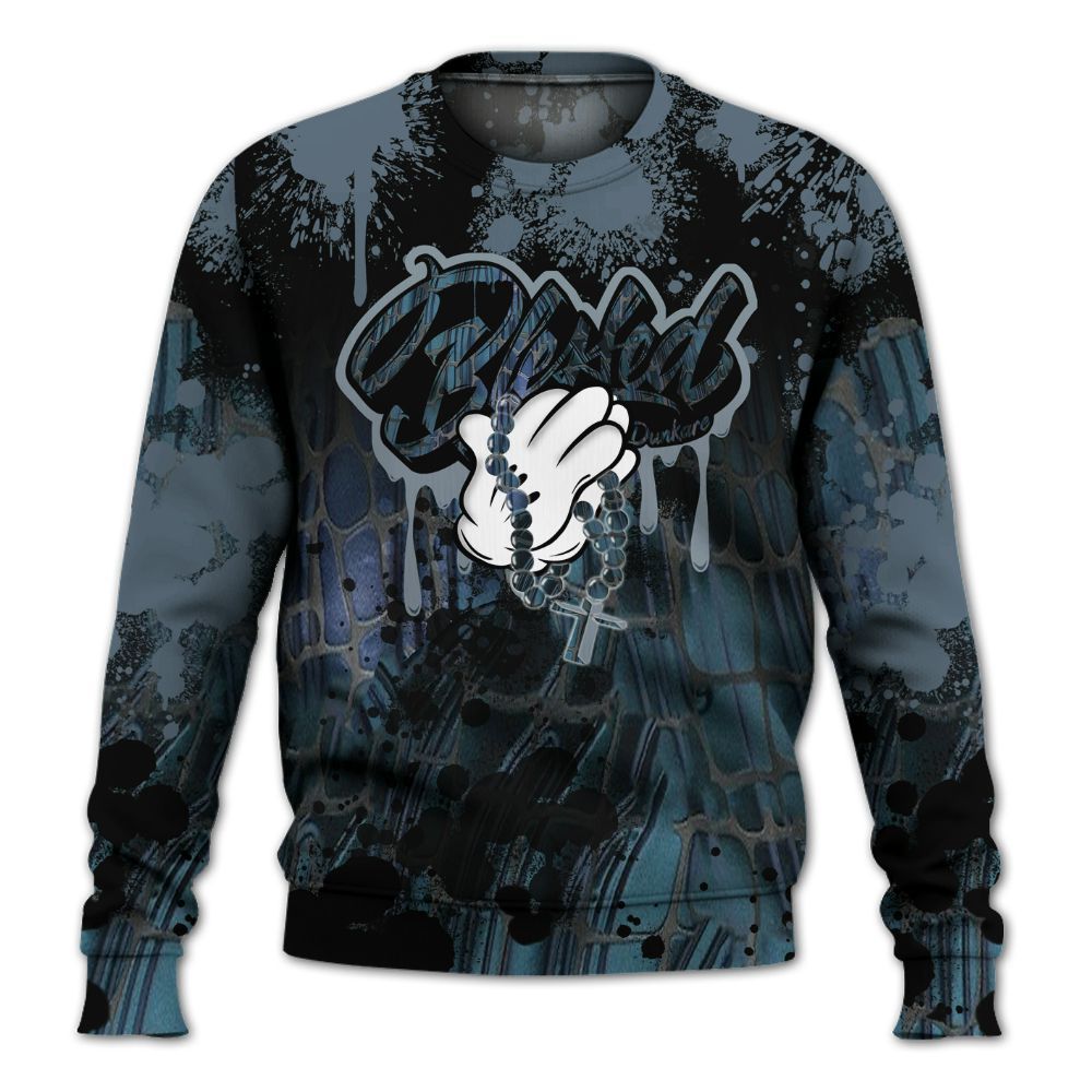 Sweatshirt To Match Air Foamposite Kazuya Mishima - God Blessed Ink Drip All Over Print