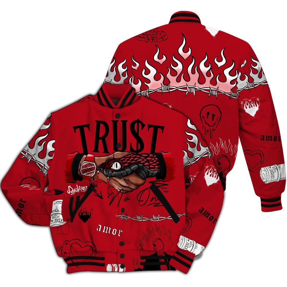 Varsity Jacket To Match Bred Velvet 11s - Trust No One Streetwear All Over Print