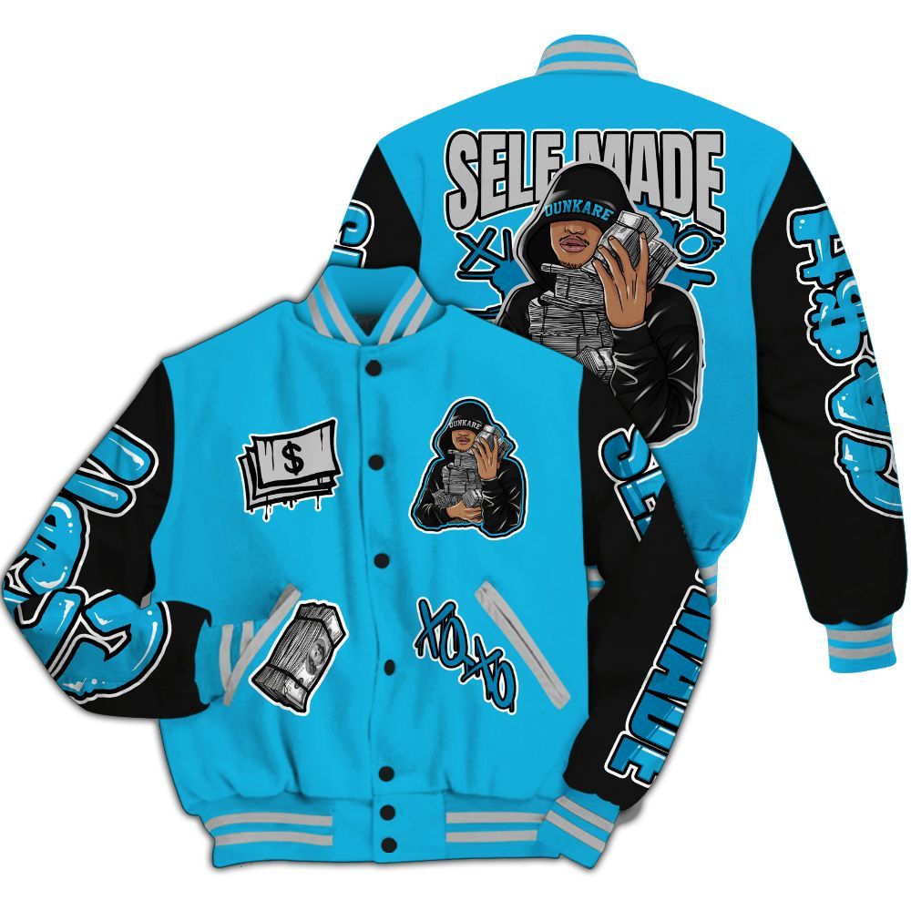 Varsity Jacket To Match Black University Blue 2026 14s - Selfmade Unique All Over Print