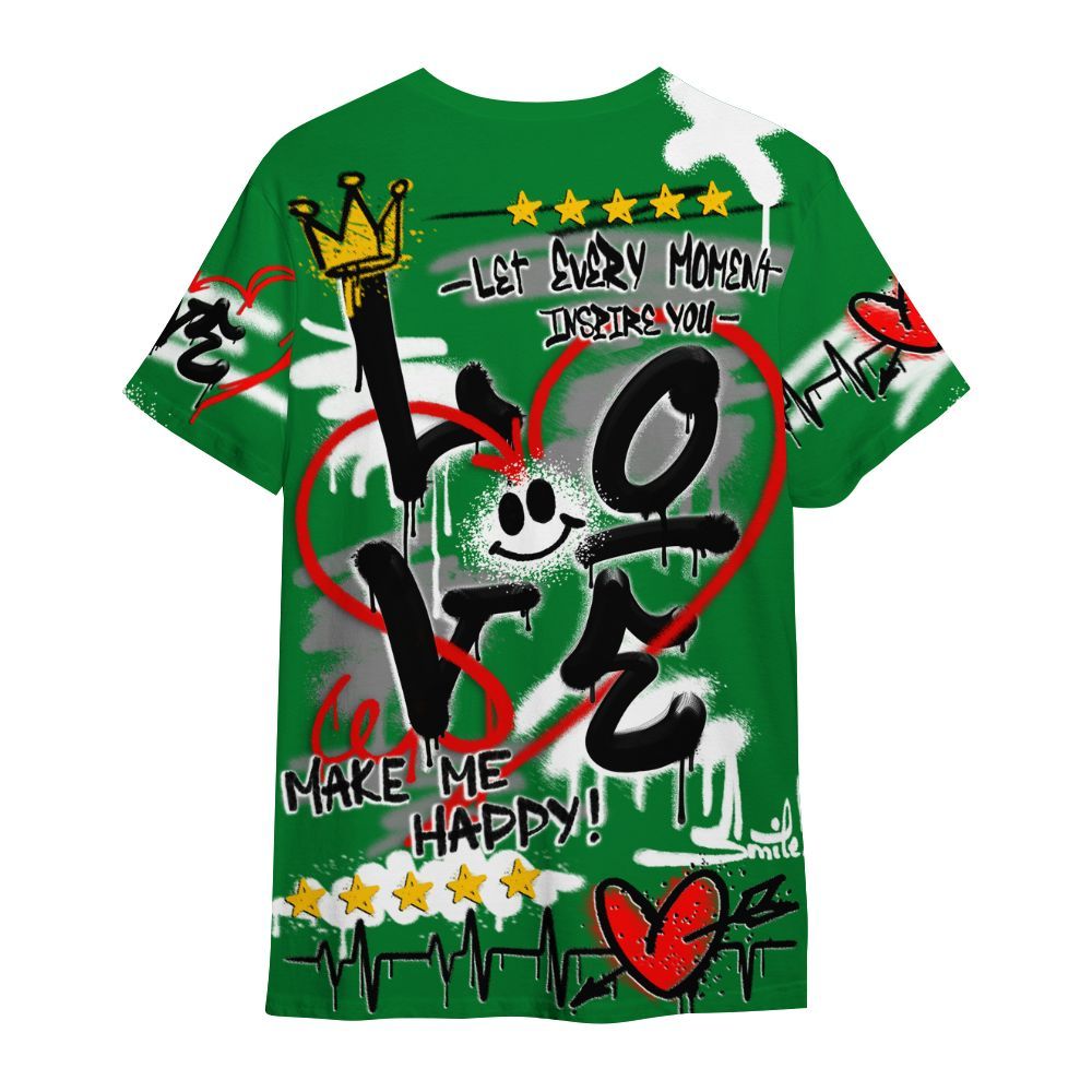 Shirt To Match Lucky Green 1s - Happy Love Beats Graffiti Streetwear All Over Print