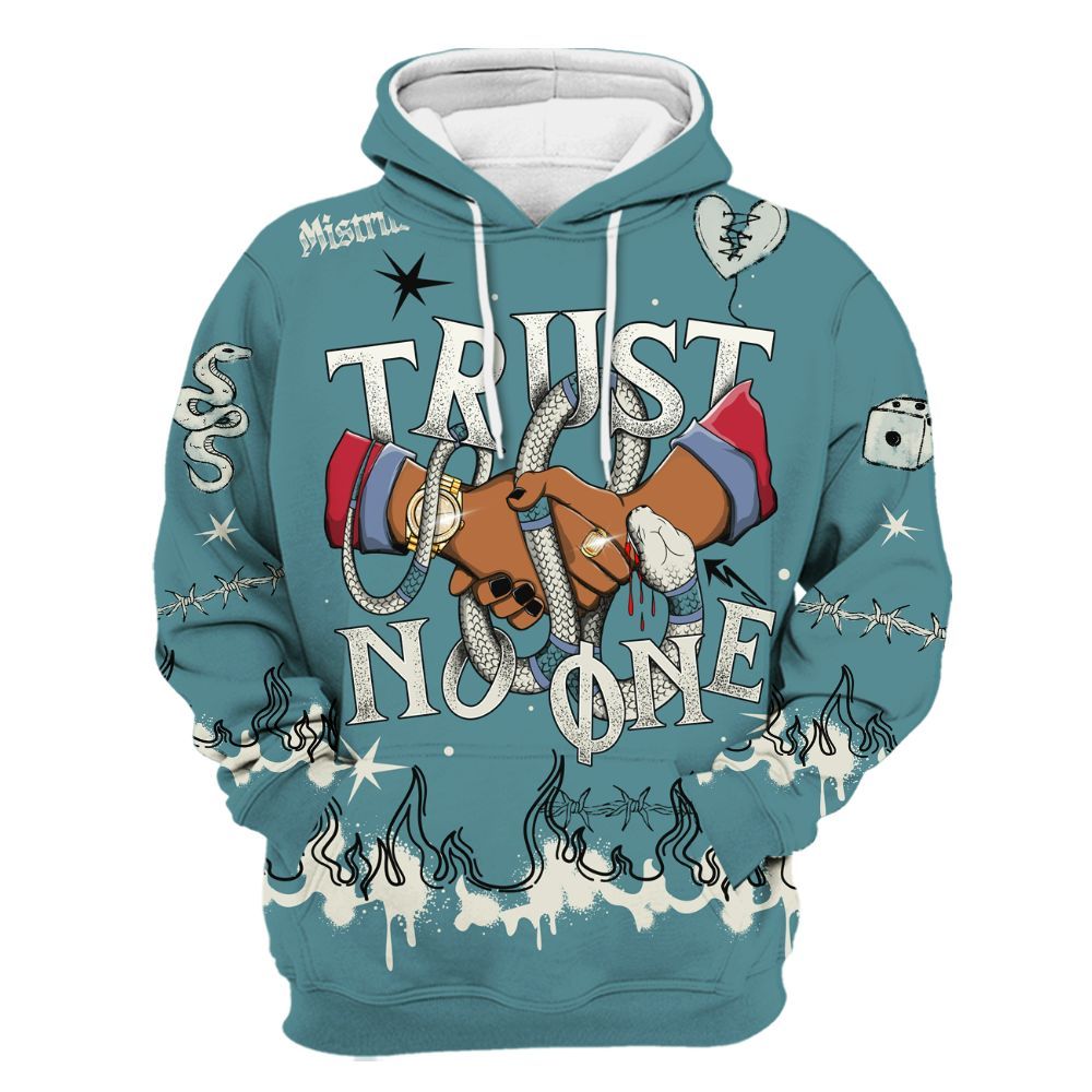 Hoodie To Match Dunk Low Denim Turquoise Royal - Trust No One Snake-Bite Doodle Crayon All Over Print