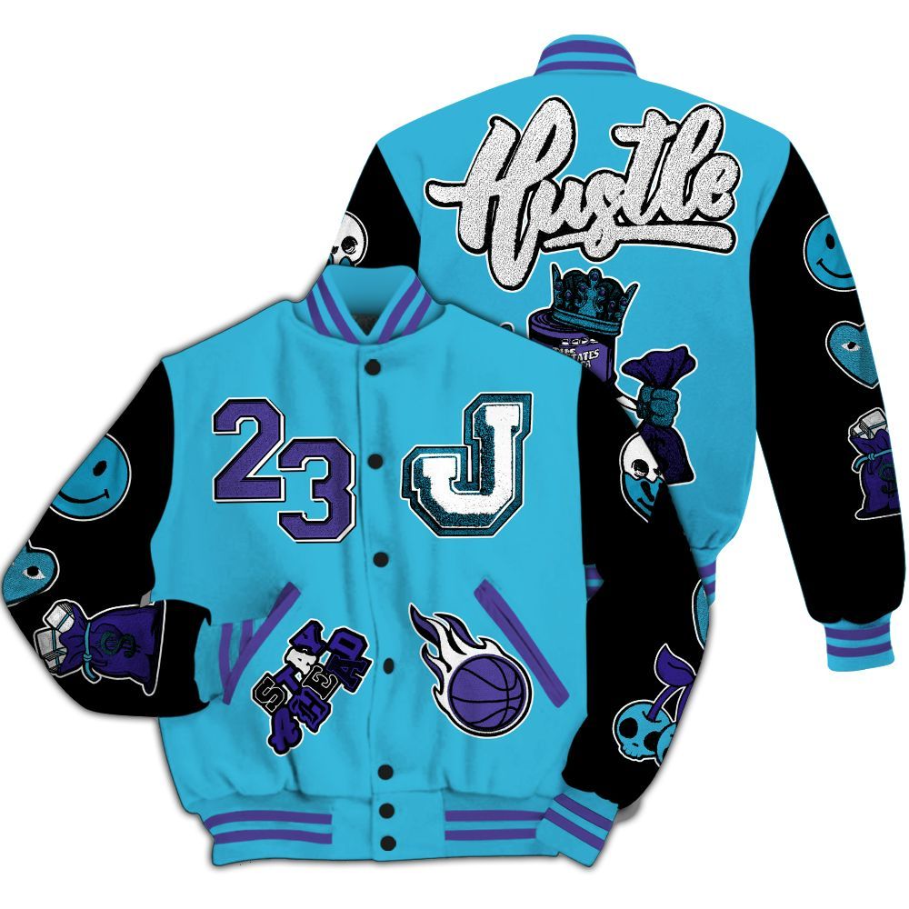 Varsity Jacket To Match Retro Aqua 6s - Hustles Money Number 23 All Over Print