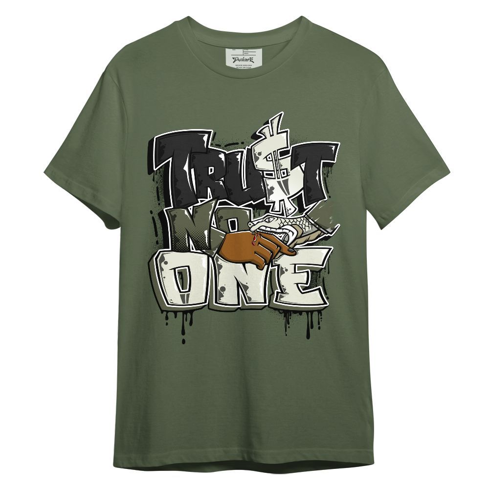 Shirt To Match Low OG Medium Olive 1s - Dripping Trust No One Graphic