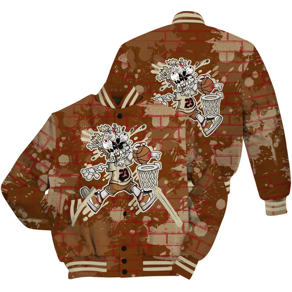Varsity Jacket To Match Archaeo Brown 5s Shirt - 85's Dunks Graphic Halloween All Over Print