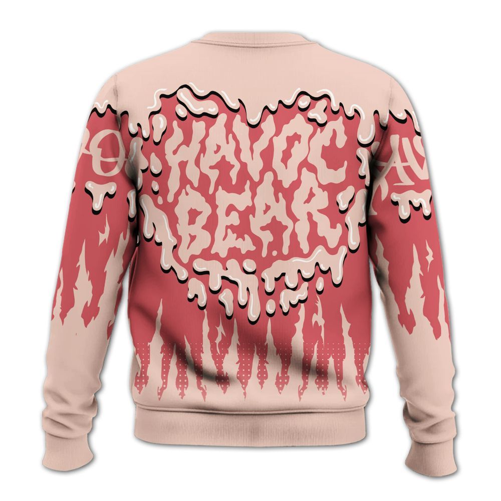 Sweatshirt To Match Washed Coral 2s Shirt - Havok Bear Dripping All Over Print