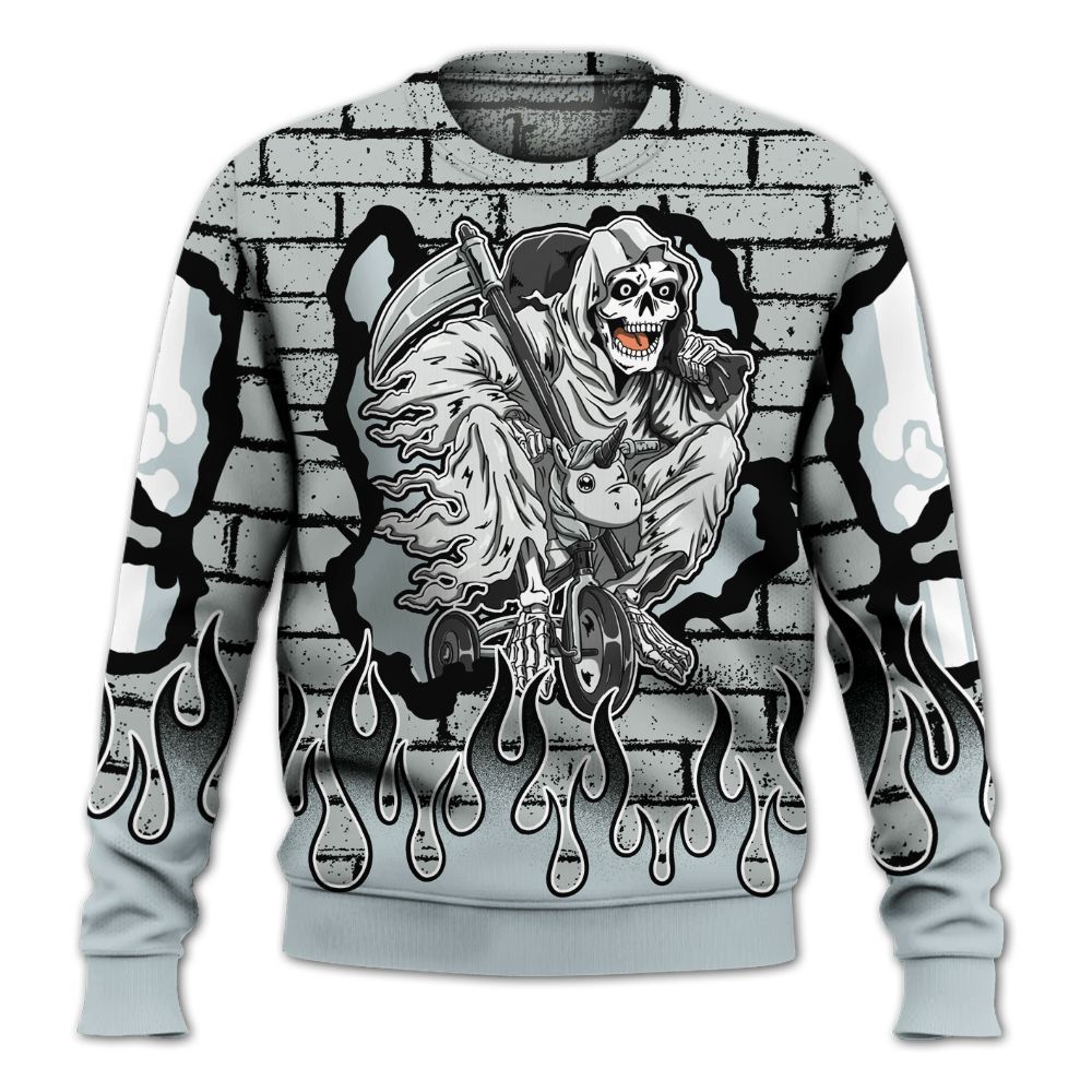 Sweatshirt To Match Black Wolf Grey 12s - Self Make Skeleton Crashed All Over Print
