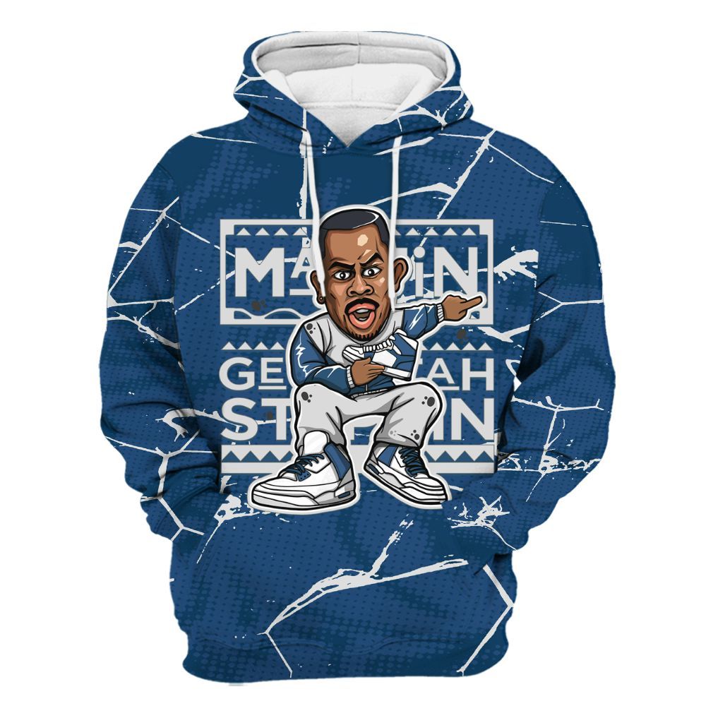 Hoodie To Match High OG Midnight Navy 1s - Get Tag Sneakers Steppin' Graphic Crack All Over Print