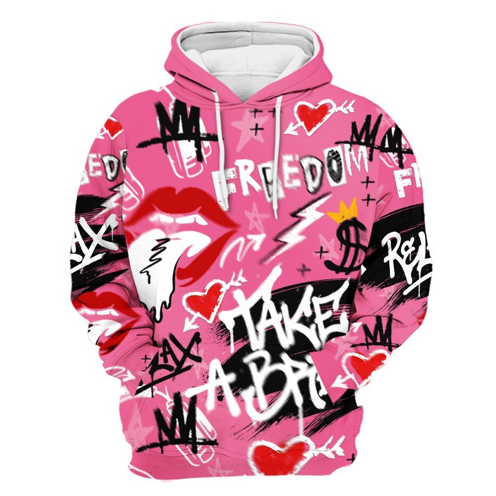 Hoodie To Match Air Max SNDR Hyper Pink - Take Break Freedom Graffiti Streetwear All Over Print