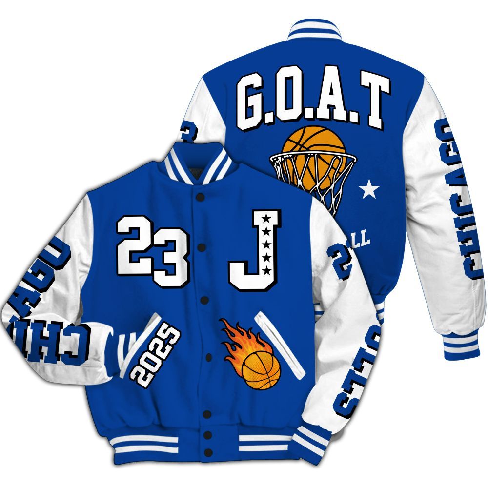 Varsity Jacket To Match Low Game Royal 1s - Chicago 23 Basketball All Over Print