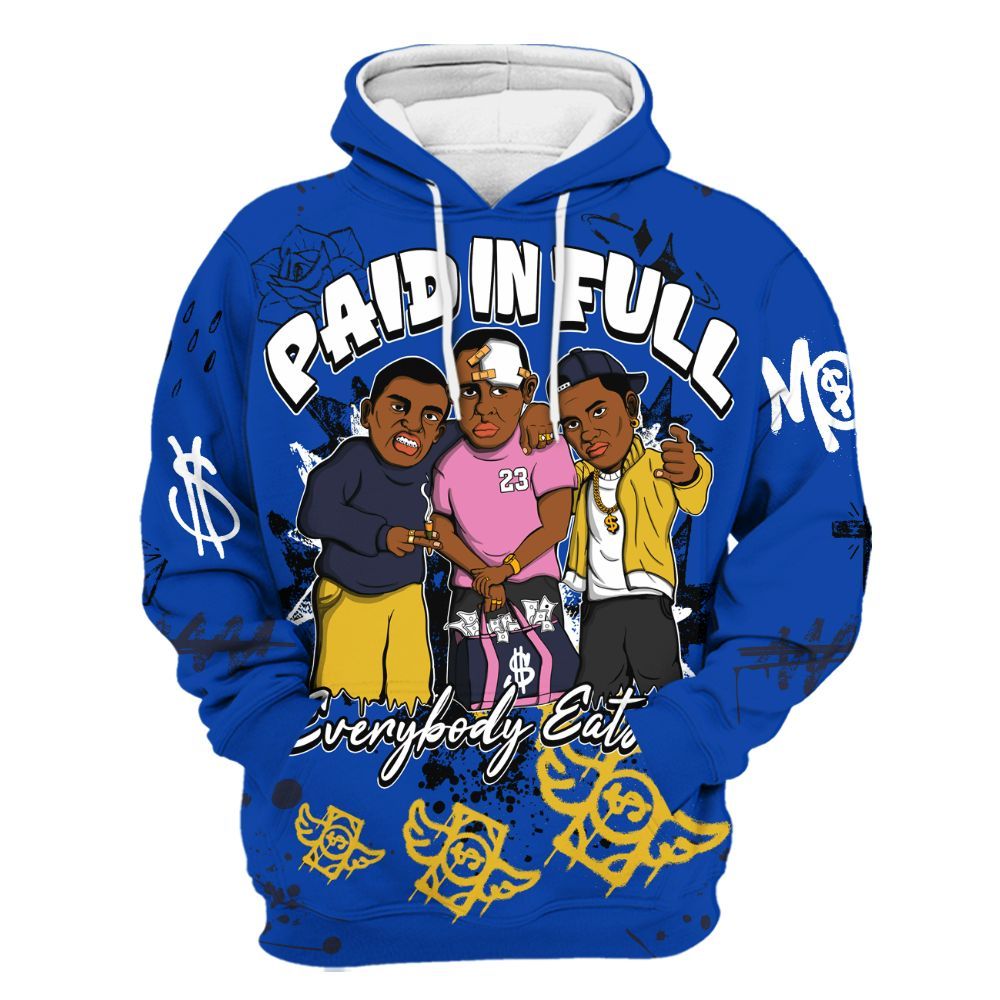 Hoodie To Match Brazil Racer Blue Yellow 3s - Everybody Paid In Full Crayon All Over Print