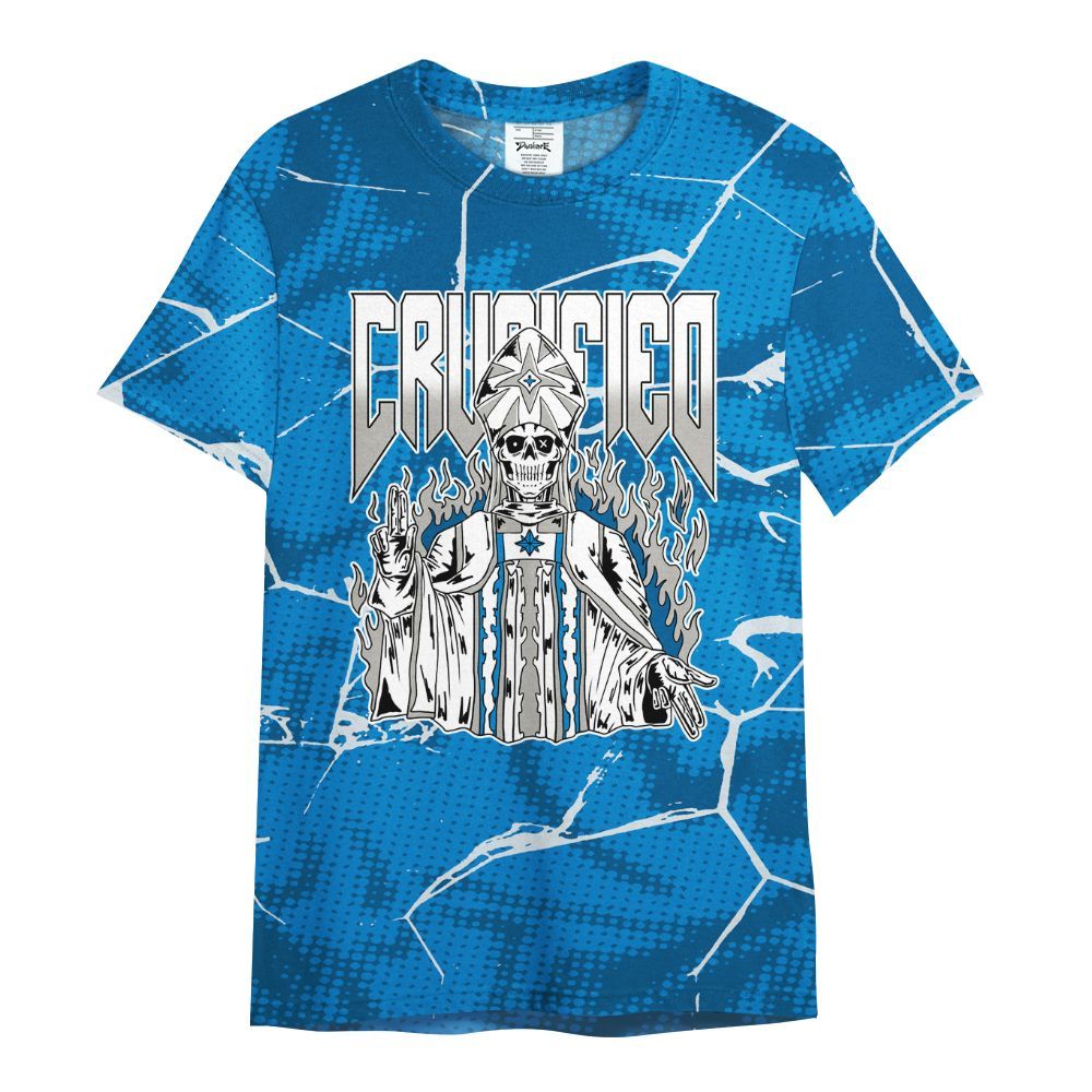 Shirt To Match Military Blue 4s - Crucified Skeleton Crack All Over Print
