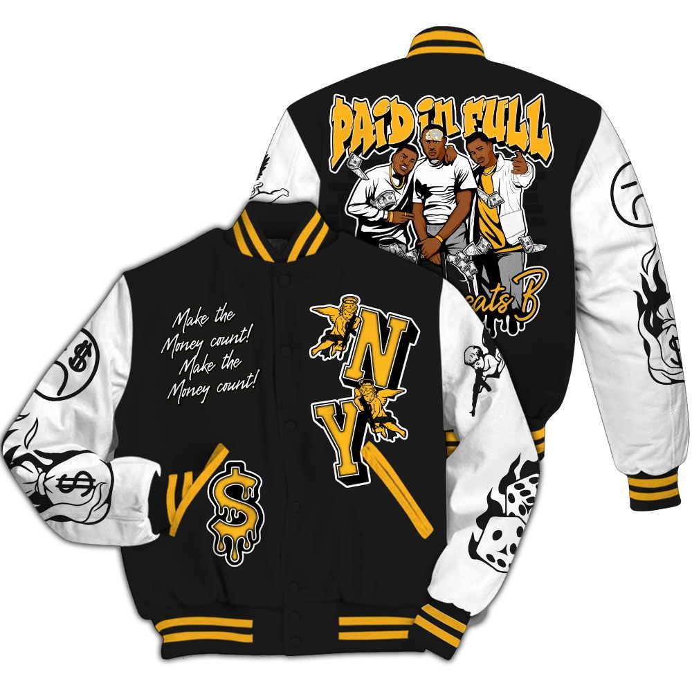 Varsity Jacket To Match White Taxi 12s - Paid In Full Money Graphic Varsity Jacket All Over Print