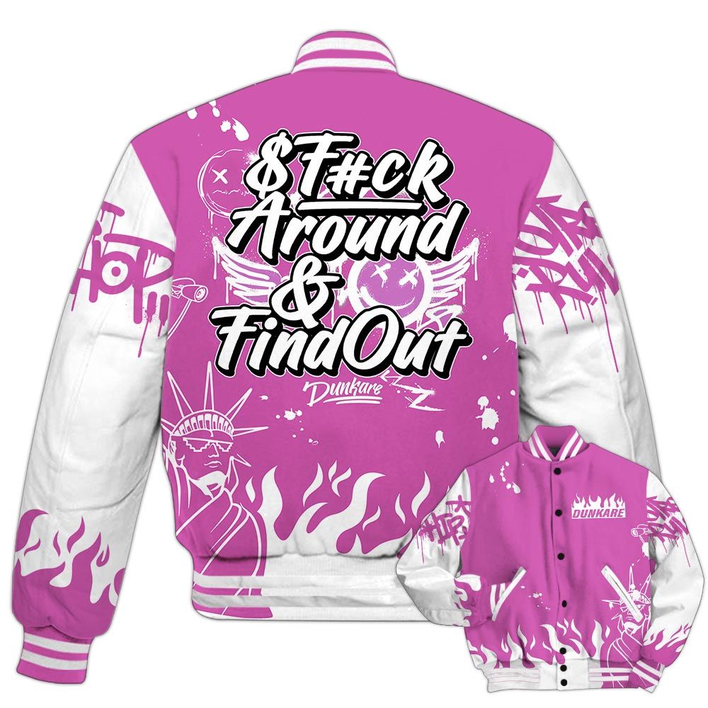 Varsity Jacket To Match Hyper Violet 4s - Graphic Fck Around Find Out Varsity Jacket Outfit