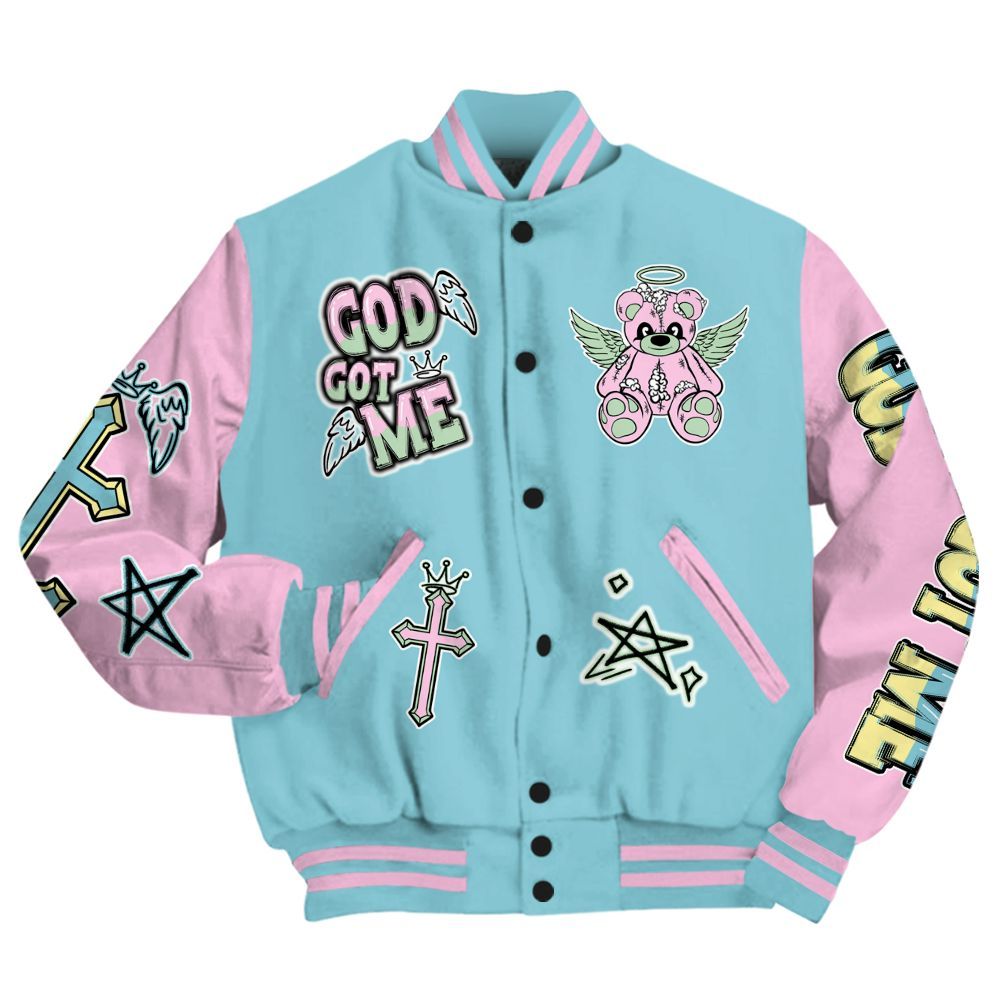 Varsity Jacket To Match SB Dunk Low Visty - Gods Guides Me Bear All Over Print