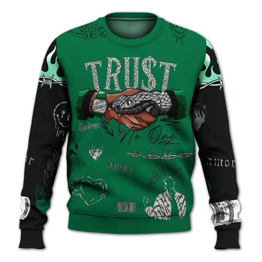 Sweatshirt To Match Pine Green 3s - Snake Trust No One All Over Print